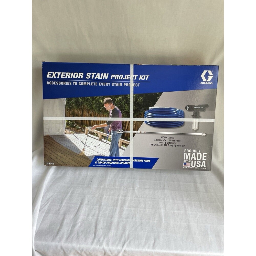 NEW Graco Exterior Stain Project Kit 50' Duraflex Hose, Spray Tip, Extension